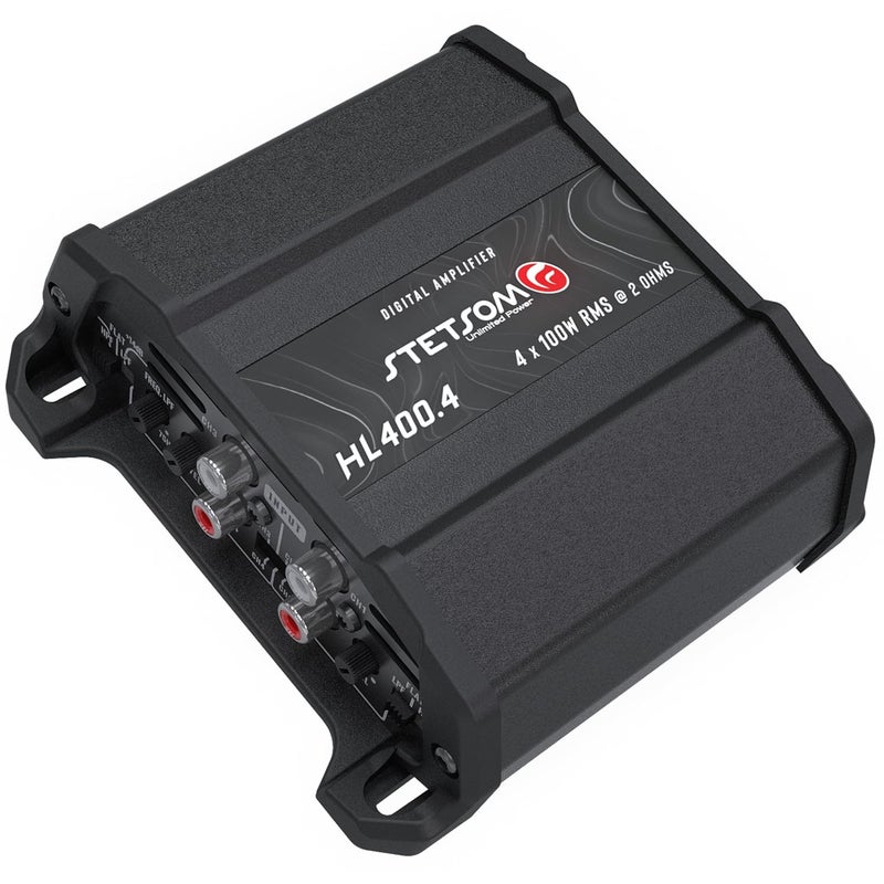 Stetsom HL 400x4 2 Ohms - Compact Digital 4 Channel Amplifier, 400W RMS 400x4, Full Range, High Input, Bass Boost Gain + 14db (Variable Adjustment 30-75hz), Multichannel, Digital Sound, Crossover - Image 2